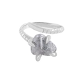 Minimalistischer S925 Sterling Silber Schlangenring mit natürlichem schwarzem Rutilquarzstein - Größe 13 (Verstellbar) / Weißgold