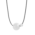 Collar minimalista de plata S925 con colgante de bola y cordón negro ajustable - Plata 925 / Plateado