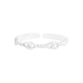 Elegant S925 sterling silver twisted rope knot open ring with adjustable band for women - Size 13 (Adjustable) / Silver
