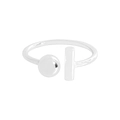 Minimalistischer S925 Sterling Silber Ring mit Perle und T-Stab im asymmetrischen Design - Größe 15 (Offen Verstellbar) / Silber