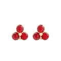 Orecchini a fiore in argento S925 con cristalli rossi e finitura dorata - Argento 925 / Rosso