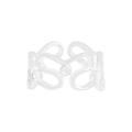 S925 sterling zilveren hartring met zirkonia steentjes en een golvend uitgesneden design - Maat 13 (Verstelbaar) / Zilver