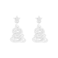 Minimalistische S925 Silber Weihnachtsbaum Ohrringe mit Zirkonsternen auf Weiß - 925er Silber / Silber