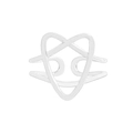 Minimalist S925 sterling silver open ring featuring a hollow heart and double-layer band - Size 13 (Adjustable Open) / Silver
