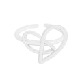 Minimalistischer S925 Sterlingsilber Ring mit unregelmäßigem Herzdesign für Damen - Größe 13 (Verstellbar) / Silber