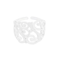 S925 sterling zilveren brede ring met opengewerkt mesh en verstelbaar open ontwerp - Maat 13 (Verstelbaar) / Zilver