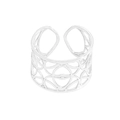Minimalistischer S925 Sterling Silber Ring mit breitem Gittermuster und offenem Design - Größe 15 (Offen Verstellbar) / Silber