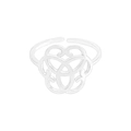 Minimalist S925 sterling silver open ring with hollow heart-shaped celtic knot patterns - Size 13 (Adjustable Open) / Silver