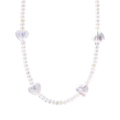 Collana in argento S925 con perle di cristallo a cuore iridescente su sfondo bianco - Argento 925 / Argento