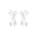 Pendientes de lazo en plata S925 con circonitas de gota y colgantes de perlas - Plata 925 / Plateado