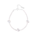 S925 Sterling Silber Herz Kristall Perlenarmband mit irisierenden Anhängern und Verlängerung - 925er Silber / Silber