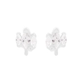 Irregular fluid design 925 sterling silver stud earrings with marquise-cut zircon stones - 925 Silver / Silver