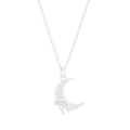 Collier lune en argent S925 avec pendentif nœud sur un fond blanc épuré - Argent 925 / Argenté