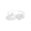 S925 sterling silver bow knot open ring with textured stripe design for women - Size 13 (Adjustable) / Silver