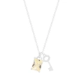 S925 silver necklace featuring a pale yellow square zircon and a delicate key pendant - 925 Silver / Yellow