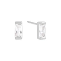 Orecchini a lobo minimalisti in argento S925 con zirconi rettangolari a taglio a gradini - Argento 925 / ES931-Argento