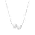 Minimalist S925 sterling silver butterfly necklace featuring dual textured wing pendants - 925 Silver / Silver