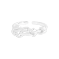 Anello aperto in argento sterling S925 con design minimalista a intreccio irregolare - Taglia 13 (Regolabile) / Argento