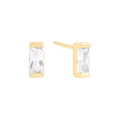 Orecchini a lobo in argento S925 con zircone rettangolare e finitura dorata - Argento 925 / ES931-Oro 18k
