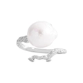 Minimalist S925 sterling silver ring with molten texture and white baroque pearl - Size 13 (Adjustable) / White Gold