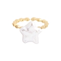 S925 silver irregular star natural pearl ring with golden wave band and micro-inlaid diamonds - Adjustable Open / 18K Gold