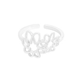 Minimalistischer S925 Sterling Silber Ring mit unregelmäßigem Hohlblumen-Design - Größe 13 (Verstellbar) / Silber