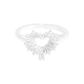Irregular sunburst heart S925 sterling silver open adjustable ring for women in silver color - Size 13 (Adjustable) / Silver
