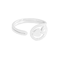 Minimalistischer S925 Sterling Silber offener Ring mit doppeltem Herzwickel-Design - Größe 13 (Verstellbar) / Silber