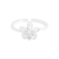 S925 sterling silver open ring featuring a minimalist double-layer flower design for women - Size 13 (Adjustable Open) / Silver