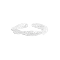 Minimalist S925 sterling silver open ring featuring organic hammered branch texture - Size 13 (Adjustable Open) / Silver