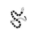 S925 sterling silver snake ring with black and white striped enamel finish and open band - Size 13 (Adjustable Open) / White Gold