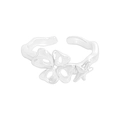 Verstelbare open ring van S925 sterling zilver met holle bloem en zeester motieven - Maat 13 (Verstelbaar) / Zilver