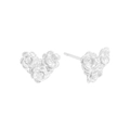 Boucles d'oreilles cœur camélia en argent S925 avec fleurs sculptées en 3D - Argent 925 / Argenté