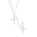 Collana in argento sterling S925 con pendenti a croce in zirconi e catena con nappa - Argento 925 / Oro Bianco