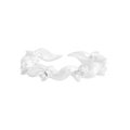 Eleganter S925 Sterlingsilber Ring mit Zirkonia-Akzenten und gewelltem Blatt-Design - Größe 13 (Verstellbar) / Silber