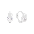Minimalist S925 sterling silver heart hoop earrings with sparkling round zircon crystals - 925 Silver / Silver