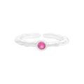 S925 Sterling Silber Ring mit gewellter Textur und pinkfarbenem Zirkonia, verstellbar - Größe 13 (Verstellbar) / Silber