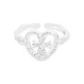 Gotischer Herzring mit Kreuzrelief und gehämmerter Textur im S925 Silber-Design - Einstellbar Offen / Silber