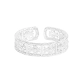 S925 Sterling Silber Ring mit gotischen Kreuz-Ausschnitten und Hammerschlag-Struktur - Größe 13 (Verstellbar) / Silber