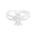 S925 sterling silver adjustable ring with hammered texture and heart cubic zirconia - Size 13 (Adjustable Open) / Silver