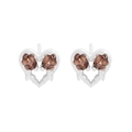 Elegant S925 silver heart stud earrings with brown zircon and lava drip design - 925 Silver / ES944-Silver
