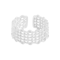 Mehrlagiger S925 Sterlingsilber Ring mit Webmuster und verstellbarem offenem Design - Größe 14 (Offen Verstellbar) / Silber