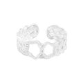 S925 Sterling Silber gewobener Flechtring mit doppeltem Herz-Design für Damen - Größe 14 (Offen Verstellbar) / Silber