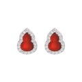 S925 sterling silver carnelian gourd stud earrings with zircon accents for women - 925 Silver / ES951-White Gold Color