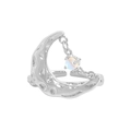 Anello luna in argento S925 con texture lava e ciondolo in opale iridescente - Aperto Regolabile / Oro Bianco