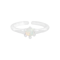 Minimalistischer Ring aus S925 Sterlingsilber mit Opal und verstellbarer offener Ringschiene - Größe 13 (Verstellbar) / Silber