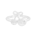 S925 zilveren strik kers ring met zirkonia inleg en bloemig reliëf patroon - Maat 13 (Verstelbaar) / Zilver (JZ1723)