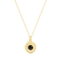 S925 Silber Goldkette mit unregelmäßigem Hammerschlag-Anhänger und schwarzem Achat - 925er Silber / 18K Gold