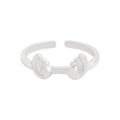 Verstellbarer S925 Sterlingsilber Ring mit symmetrischem 3D-Relief-Wellendesign - Größe 14 (Offen Verstellbar) / Silber