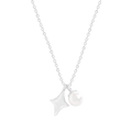 Collana minimalista in argento S925 con ciondolo a stella lucida e perla bianca tonda - Argento 925 / Argento (XL761)